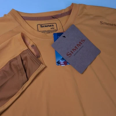 Simms Solarflex Crew Mens Med Yellow Longsleeve UPF Fishing Outdoors NWT - Image 1 of 4