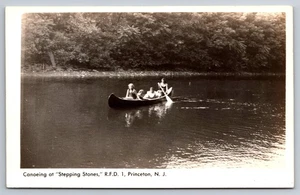 Vintage Postcard- Canoeing at "Stepping Stones" House R.F.D. 1 Princeton NJ RPPC - Picture 1 of 2