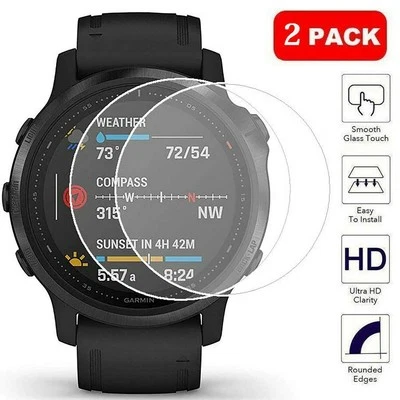 SMART-LIFE2010 2 x Garmin Fenix 5 6 Pro 6X Reloj Inteligente Vidrio Templado Protector de Pantalla Cubierta
