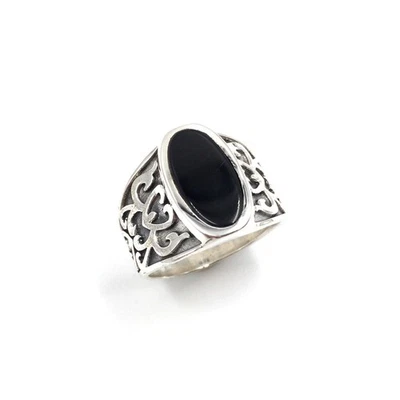 Anillo de plata 925 joyería maciza para hombre anillo de banda de ónix... - Imagen 1 de 4