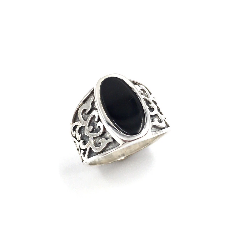 Anillo de plata 925 joyería maciza para hombre anillo de banda de ónix... - Imagen 1 de 4