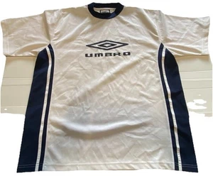 Umbro Pro Training Mens Shirt Jersey Size XL White Blue Logo Football - Picture 1 of 15