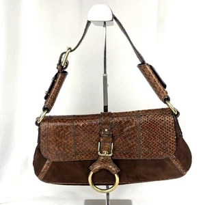Dolce & Gabbana Suede Handbag Brown Gold Women's Tote Purse Magnet Authentic - Picture 1 of 16