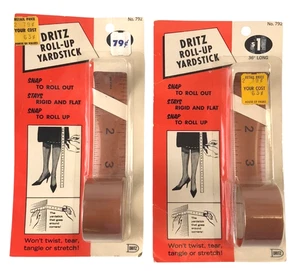 Dritz Roll Up Yard Sticks 2 Vintage Metal Slap Style Made USA 36" Ruler Sealed - Picture 1 of 3