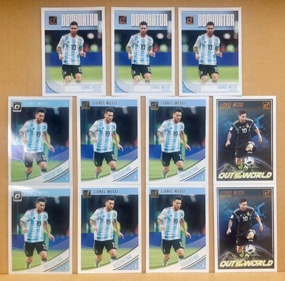 Lote (11) 18-19 Donruss - Lionel Messi - Óptica, Dominador, Fuera de este Mundo ⚽️🐐 Foto 1 de 2