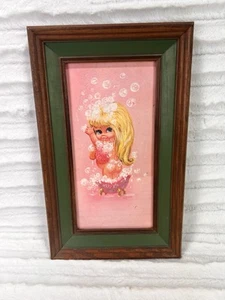OTTO 1970s Kitsch Big Eye Art Girl Nude Cuties in Bath Vintage Retro 15.5”X 9.5” - Bild 1 von 5