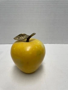 Gelber Apfel Poss Alabaster mit Messingstiel, groß. Keine Chips, Paperwo - Bild 1 von 4