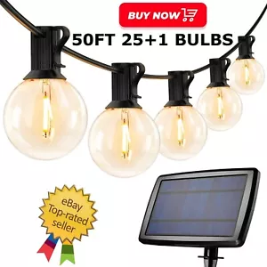 Solar Outdoor LED String Lights 50FT Globe Lights Outdoor LED String Lighting - Picture 1 of 12