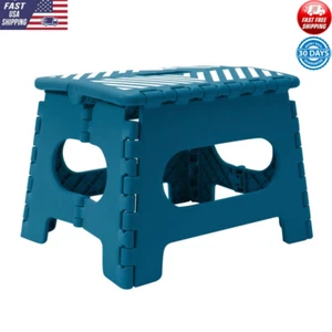 Folding Step Stool Plastic Space Saving Easy Carry Handle Anti Skid Foot Pads US - Picture 1 of 6