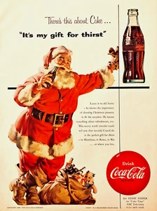 COCA-COLA & SANTA CLAUS—BAG OF TOYS—CHRISTMAS 1954—ORIGINAL 8x10.5 COKE PRINT AD - Picture 1 of 1