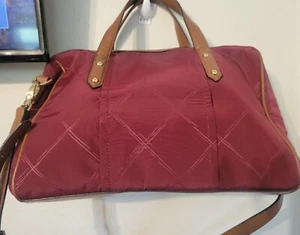 New Vera Bradley Preppy Poly Marlo Satchel /Crossbody Hand Bag w/Strap Burgundy - Picture 1 of 9