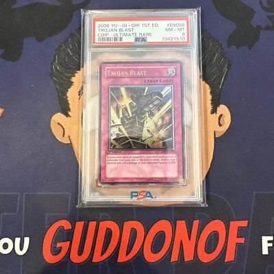 PSA 8 NEAR MINT 2006 YU-GI-Oh! CDIP TROJAN BLAST EN056 1st Ed ULTIMATE - Image 1 of 3