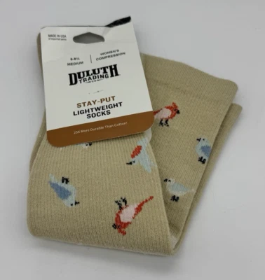 Duluth Women's M 6-8.5 Knee High Stay Put Tan Bird Lightweight Compression Socks - Image 1 of 3