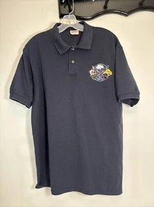 Rare Vintage Buffalo Sabres Slug & Goat Head Logo Embroidered Polo Shirt L Blue - Picture 1 of 10