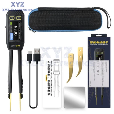 FNIRSI LCR-ST1 Mini Smart Tweezer LCR SMD ESR Tester Ohm Capacitance Diode Test - Image 1 of 4