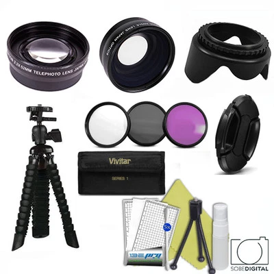 FISHEYE LENS + ZOOM LENS + FLEX TRIPOD + FILTER KIT FOR ALL CANON EOS REBEL DSLR - Image 1 of 4