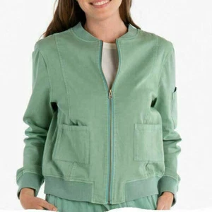 FRESH PRODUCE NWT Lagoon Green Priya Bomber Jacket Coat Cotton XS M L 98$ - Picture 1 of 4