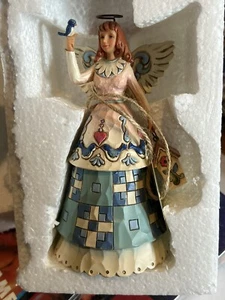 Figurina angelo Jim Shore Play the Song in Your Heart 2011 con uccellino gabbia uccellino - Foto 1 di 7