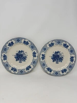 2 platos de ensalada de porcelana floral rosa azul victoriano festoneados de 2 PALATE & PLATE difícil de encontrar Foto 1 de 4