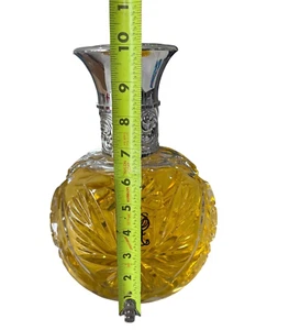 BIG Antique Crystal Perfume Bottle With Ornate Silver-Plated Lid 10" tall - Picture 1 of 10