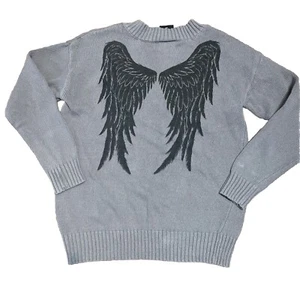 Hot Topic Supernatural Join The Hunt Castiel Wings Sword Sweater Grey V-Neck MED - Bild 1 von 8