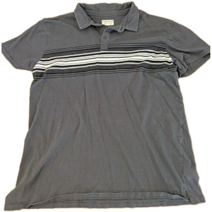 Vintage Hang Ten Polo Shirt Men's Size 2XL Striped Short Sleeve Dark Gray - Picture 1 of 18