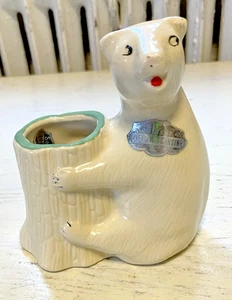Oso polar blanco maceta abrazando tocón árbol recuerdo vintage Kiel Wisconsin EE. UU. - Imagen 1 de 8
