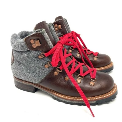 Botas de lana y cuero Woolrich marrón de caña alta con cordones para mujer talla 7 $215 Foto 1 de 4