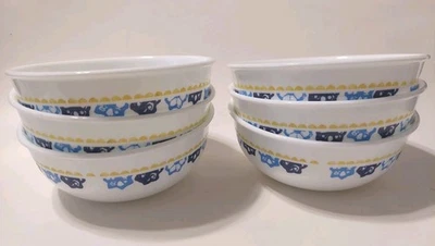6 Pc Corelle Boho Daydream Soup Cereal Bowls W/Florets, Yellow Blue Teal Shapes - Image 1 of 4