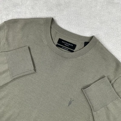 Suéter AllSaints Para Hombres Medio Verde Modo Merino Crew Lana Logo Tejido Pullover Foto 1 de 4