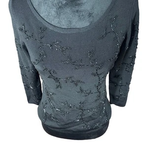 Sandra Darren Gray Embellished Fitted Blouse SZ S - Picture 1 of 6