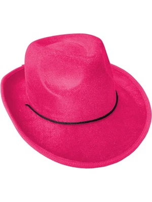 Accesorio de disfraz de sombrero de vaquero gángster de terciopelo rosa para adultos Foto 1 de 2