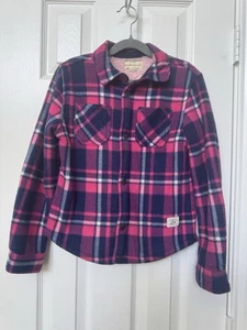 Weatherproof Vintage Girls Sherpa Lined Shirt Jacket Plaid Pink Blue Size Small - Picture 1 of 7