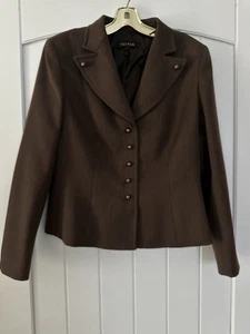 Chaqueta Corta Escada Talla 38 EE. UU. Talla 8 Marrón Oscuro con Botones Perlados ¡Excelente Estado! - Imagen 1 de 4
