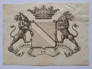 EX LIBRIS ARMORIE DU COMTE DE NEDONCHEL / ARTOIS  / XVIII-XIXE - Picture 1 of 2
