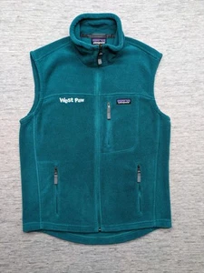 Patagonia Fleece Vest Small Sleeveless Synchilla Teal Green Embroidered West Paw - Picture 1 of 11