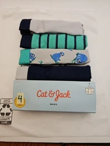 Cat & Jack Boys' Briefs 4-Pack Size Small 6/7 Multicolor Cotton Underwear NEW - Picture 1 of 5