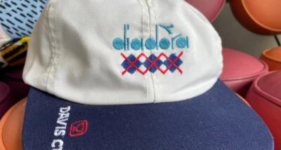 DIADORA TENIS DAVIS COPA SOMBRERO GORRA SNAPBACK VERDE AZULADO ESTAMPADO ARGYLE AÑOS 90 ¡DE COLECCIÓN RARO! Foto 1 de 4