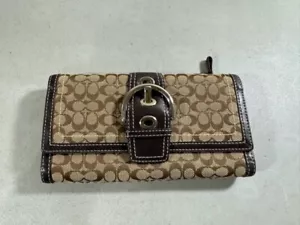 Coach women's brown logo monogram front snap wallet 4X8 - Picture 1 of 3