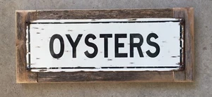 Oysters Shellfish Wellfleet Cape Cod New England Seafood Vintage Framed Sign - Picture 1 of 2
