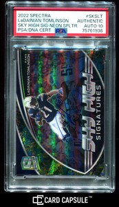 2022 Spectra LaDainian Tomlinson SKY HIGH Neon Splatter On-Card Auto /8 PSA 10