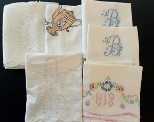 Vintage Embroidered Textiles AS IS Handwork for Crafts or Repurpose Lot of 6 - Picture 1 of 15