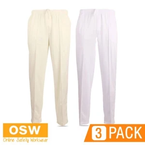 3 X Men's Comfort Solid Color Cricket Pants Elastic Drawcord Easy Fit - Picture 1 of 3