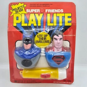VINTAGE SUPER FRIENDS BATMAN & SUPERMAN PLAY LITE 1978 DC COMICS SEALED  - Picture 1 of 16