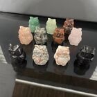 11 pcs Natural crystal carved pieces owl decorative crafts 1.17inch