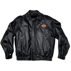 Giacca vintage USA pelle Harley Davidson moto full zip fodera rimovibile taglia M - Foto 1 di 12
