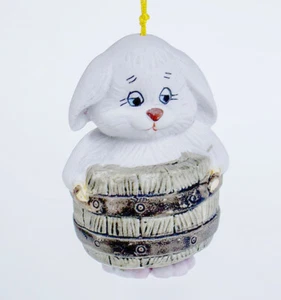 JASCO LIL WINDCHIMERS WHITE BUNNY RABBIT BELL BISQUE PORCELAIN 1980 VINTAGE  - Picture 1 of 1