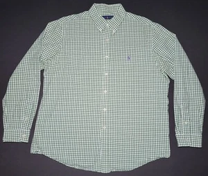 Ralph Lauren Mens Green and White Checkered Long Sleeve Button Up Shirt Size XL - Picture 1 of 13