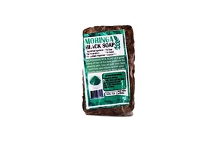 Afrikanische schwarze Seife mit Moringa | Handgefertigt in Ghana | ca. 16 Unzen Bar - Bild 1 von 4