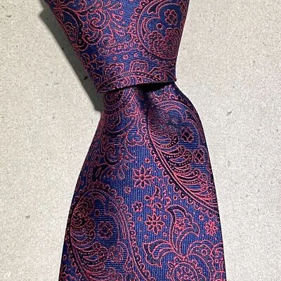 Corbata de cuello de seda morada hecha a mano con diseño de cachemira rojo de Chaps para hombres Talla 58 x 3.5 Corbata  Foto 1 de 4